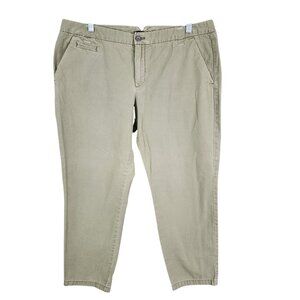 Womens Sage Green Khaki Gap Pants Girlfriend Straight Mid Rise Cotton Size 14